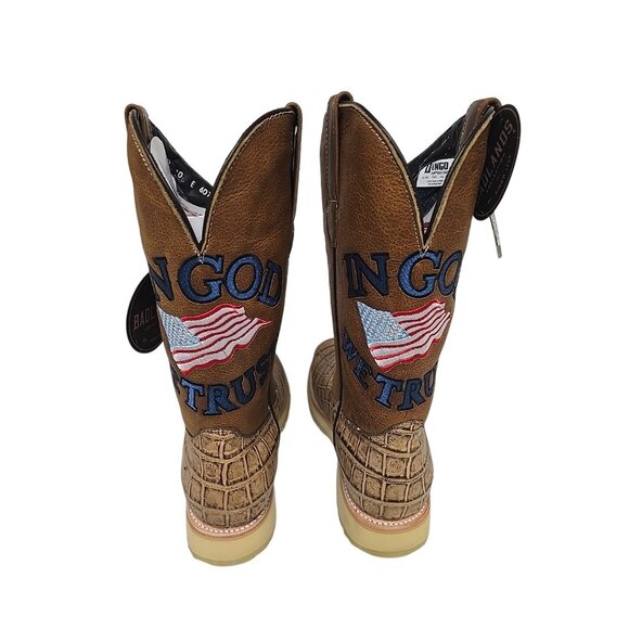 Dingo Men's DI 607  Patriot Leather Crocodile Print Cowboy Western Boot Tan 10D - Picture 3 of 6